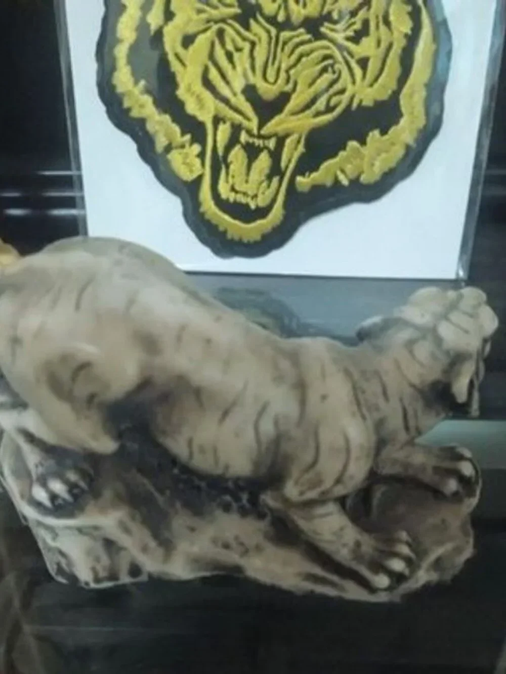 Vintage Resin Crouching Tiger Statue Small 4 Inch Figurine Shelf Desk Home Decor